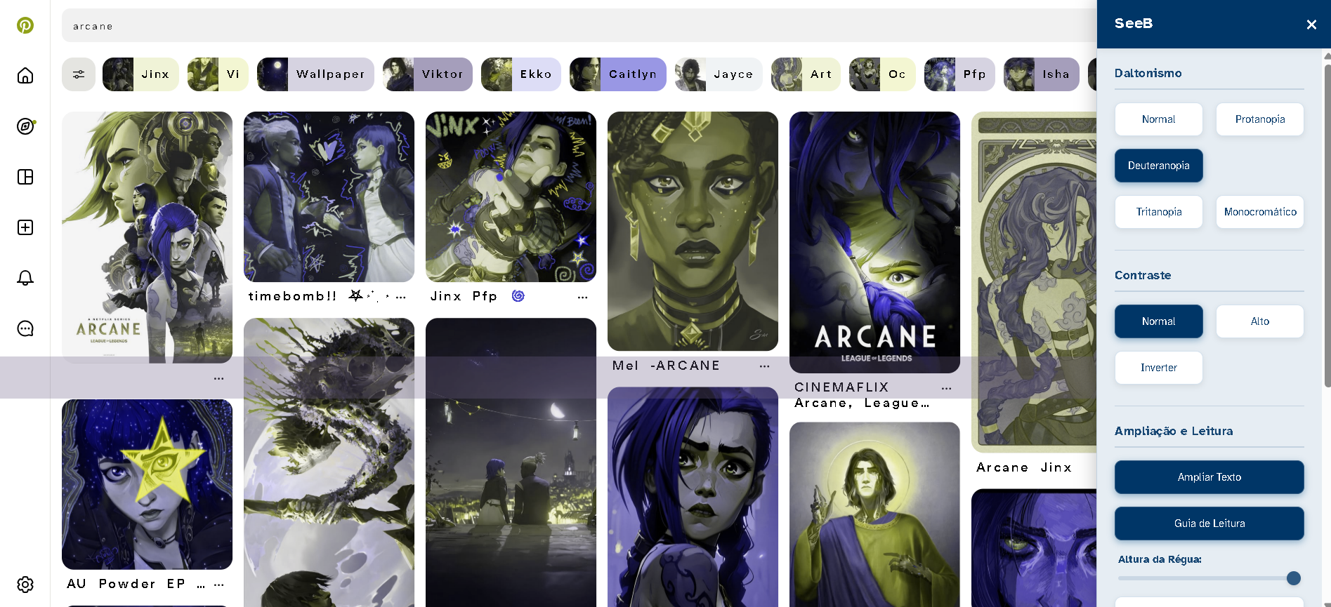 Exemplo de filtros de daltonismo aplicado pelo SeeB